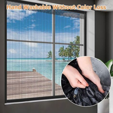 Moustiquaire Fenêtre - Magnétique Sans Perçage - Pour Cadre Bois Acier Aluminium - 100 x 120 cm - Noir - 1 Pièce (1/5)