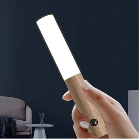 Lampe nuit magnétique sans fil – Détecteur mouvement – Rechargeable murale – Bois frêne blanc – Chambre/couloir/escalier – 1 pièce (1/5)