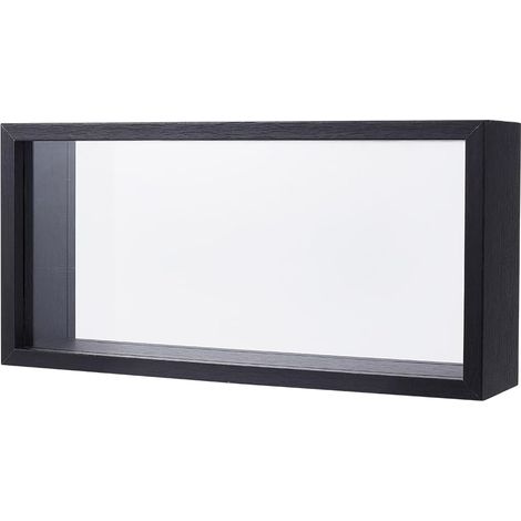 Boîte d'ombrage 12.5x6x26cm Rectangle Boîte à Ombres en Bois Vitrine Boîte à Ombres avec fenêtre Acrylique Transparente Double Face pour Fleurs séchées Feuilles Spécimen - Noir (1/5)