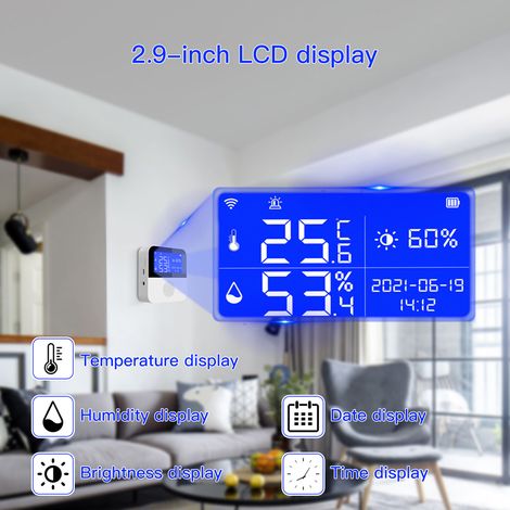 Capteurs de température et d'humidité Tuya Wifi, application de contrôle à distance pour la maison, liaison de scénario intelligente, Compatible avec Amazon Alexa Voice (1/5)