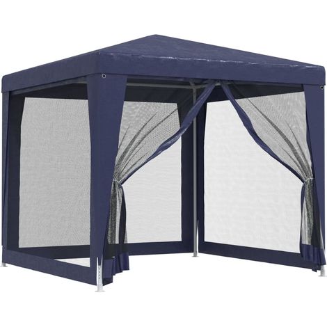 Tonnelle Barnum de Jardin, Tente de fête, Tente de jardin, avec 4 parois latérales en maille Bleu 2,5x2,5 m OIB5355E (1/5)