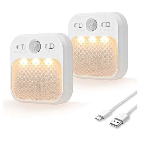 Lampe de chevet intelligente à détection infrarouge pour armoire, couloir, escalier, cuisine, chambre, avec veilleuse à chargement automatique et à détection de présence humaine. (1/5)