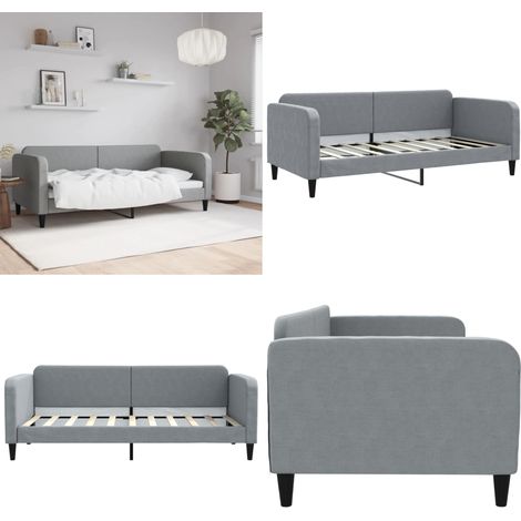 vidaXL Lit de repos sans matelas gris clair 90x190 cm tissu (1/5)