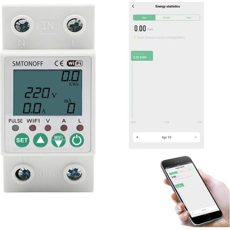 Moniteur d'énergie domestique intelligent Récupération automatique de Tuya WIFI sur sous tension sur le compteur d'énergie de protecteur de courant KWh affichage LCD Moniteur d'électricité en temps ré (1/5)