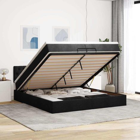 vidaXL Estructura de cama otomana colchón tela marrón oscuro 120x190cm (1/5)