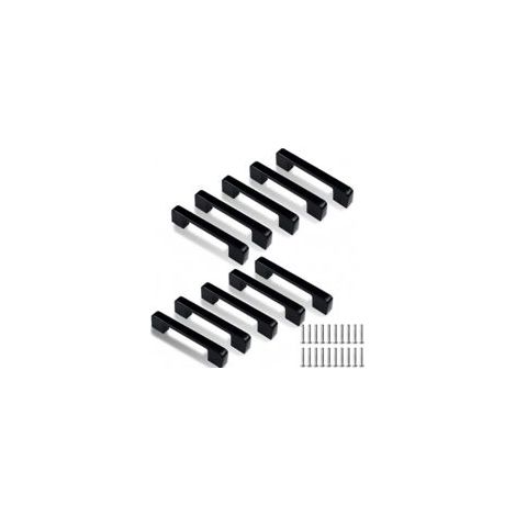 Poignées de meubles CSPARKV, lot de 10, poignées de cuisine noires, poignées de meubles, poignées d'armoires, poignées de tiroirs avec vis, poignées de portes d'armoires, meubles de cuisine (entraxe 9 (1/5)