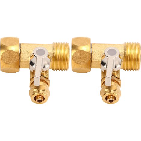 Lot de 2 vannes à bille 1/4 po avec joint pour purificateur d'eau, accessoires de robinetterie en laiton. (1/5)
