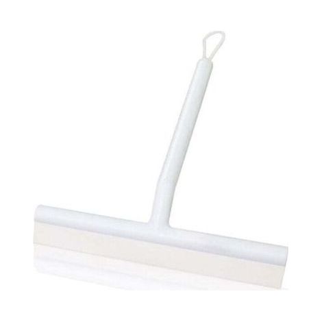 Silicone Shower Squeegee with Hook (White) Anti-Scratch Wiper for Glass, Plastic, Bathroom Tile - Double Sided Brush and Rim Design (1/4)