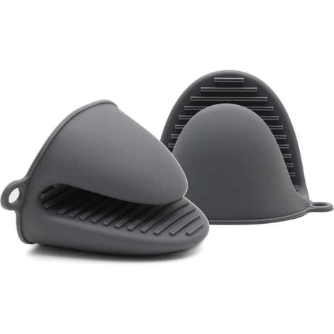 2 Paire Gant de cuisine épais en silicone résistant à la chaleur pour la cuisson, la cuisson, les barbecues et les grillades (gris) (1/5)