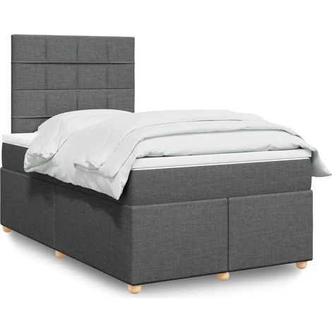 Boxspringbett mit Matratze Dunkelgrau 120x200 cm Stoff