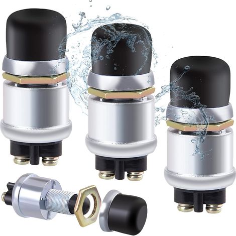 Bouton Poussoir Etanche 12V 20A Interrupteur de Démarrage, 3 Pcs Momentanée Interrupteur à Bouton-Poussoir pour Bateau de Voiture (1/5)