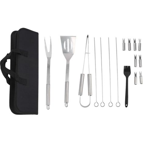 Kit Barbecue En Acier Inoxydable - 16 Pièces - Outils De Grillade Portables Pour Extérieur - Usage Familial Et Activités En Plein Air