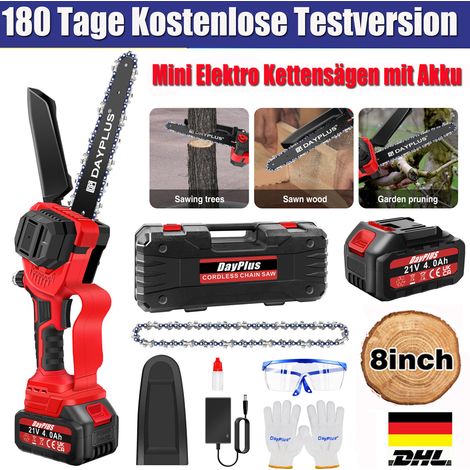 Akku-Kettensäge 8" Elektro Kettensägen 3600W Handkettensäge mit Ladegerät Akku