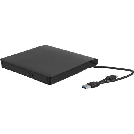 Lecteur CD Externe USB Type-c pour Ordinateur Portable et Tablette, Lecteur de Disque Externe Portable en Plastique et Métal, Lecture Audio et Vidéo, Noir (1/5)