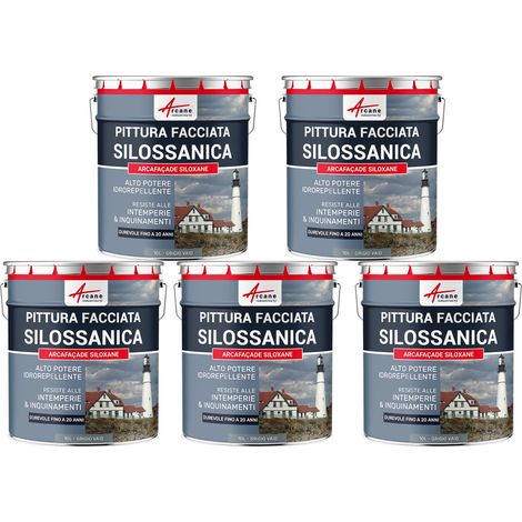 Pittura silossanica per esterni e facciate, ad alto potere idrorepellente - ARCAFAÇADE SILOXANE - 5 x 10 L Grigio vaio - RAL 7000 - ARCANE INDUSTRIES