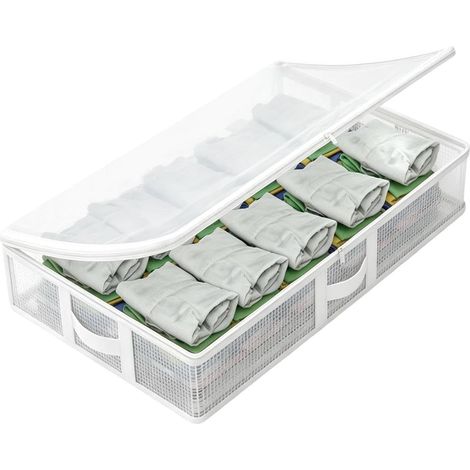 Bolsas de almacenamiento para debajo de la cama, organizador plegable transparente tipo cajón. (1/5)