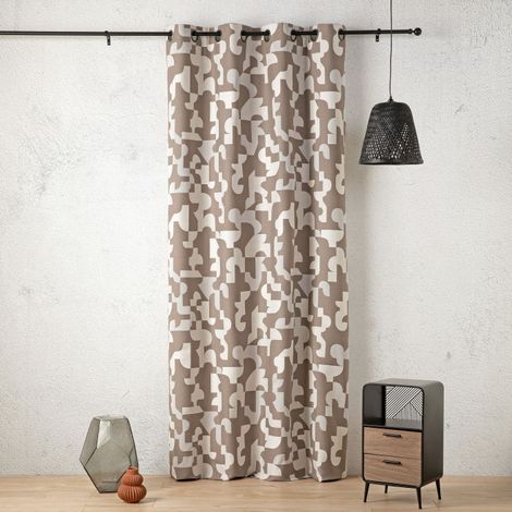 Rideau d’ameublement "Enigma" 140 x 260 cm motif géométrique - 140x260cm - Taupe (1/2)