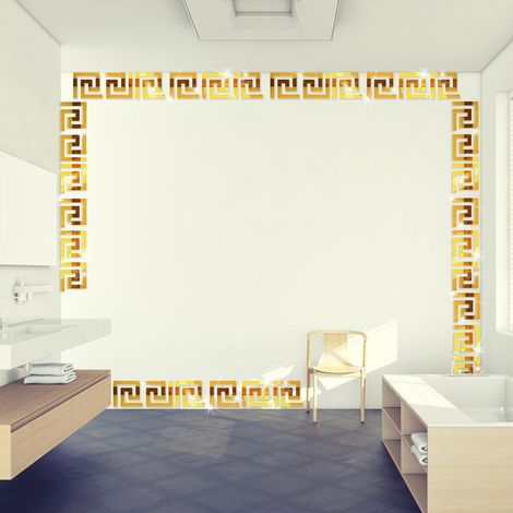 Set mit 10 Spiegel-Wandaufklebern, 4,5 cm, hitzebeständige Zierbordüre, leichter Acrylkleber zur Wanddekoration (1/5)