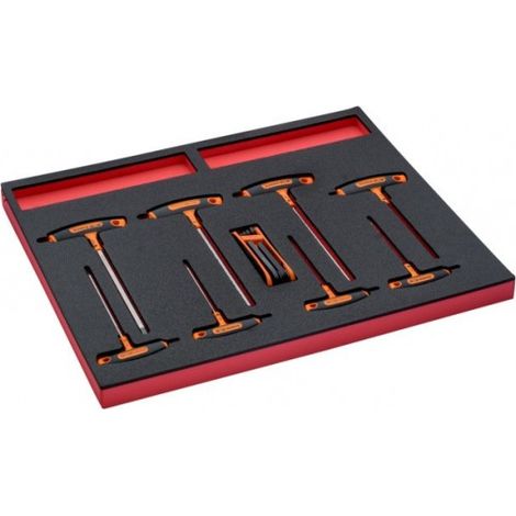 BAHCO - Jeu de tournevis avec manche en T + clés mâles, module mousse 3/3 Fit&Go - 19 pc