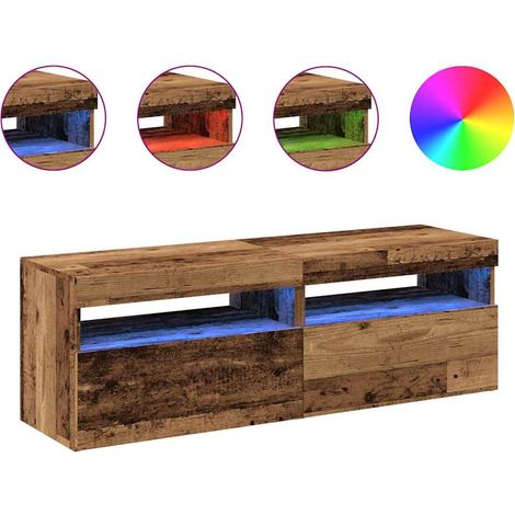 Meubles TV avec lumières LED 2 pcs,Banc TV,Armoire TV vieux bois bois d'ingénierie CFW667774 (1/5)