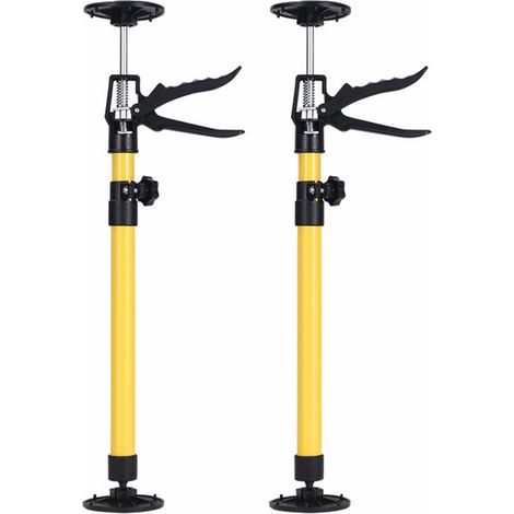 Lote de 2 barras de soporte murales para muebles, soportes de elevación telescópicos para armarios y muebles de cocina, placa de ajuste de 30 a 59 cm, capacidad de carga de 40 kg, amarillo (1/5)