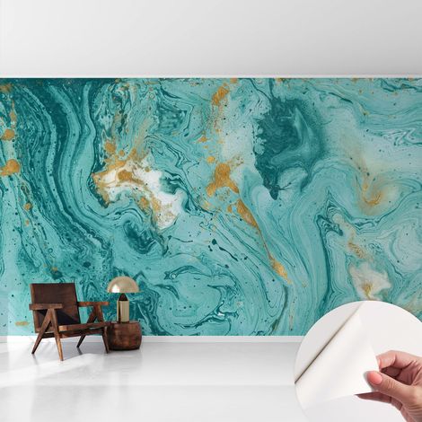 Carta da parati adesiva - lavabile - decorazione murale - per cucina - pellicola decorativa Onde marine 416x254 cm (1/5)