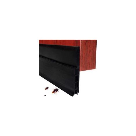 Bas de Porte Adhésif 90cm x5cm Souple Silicone Isolant Phonique Thermique Bande d'étanchéité Anti Bruit Poussière Stop à l'air Froid Anti Souris Fourmi Cafard Insectes (90cmx5cm Noir) (1/5)