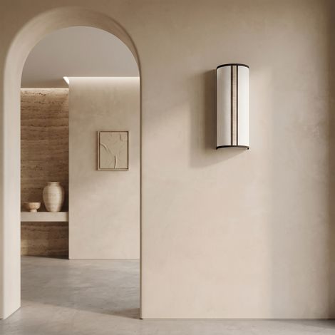 Aplique de Pared en Lino Blanco Cinta Beige  Serie BELMA (1/5)