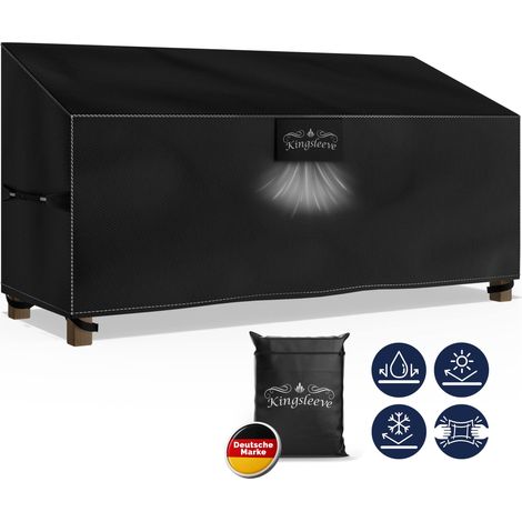 KINGSLEEVE® Bâche de Protection Extérieure Noire Imperméable Pour Banc De Jardin - Housse en Tissu Oxford pour Meubles de Jardin, housse de canapé, chaises, clic clac Anti UV 163x66xH63/89cm (1/5)