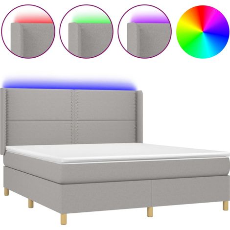 Maison Exclusive - Letto a Molle Materasso e LED Grigio Chiaro 180x200 cm Tessuto (1/5)