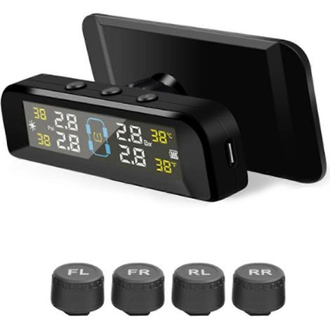 Système de surveillance de la pression des pneus (TPMS) pour voiture, alarme de pression des pneus, TPMS sans fil à énergie solaire avec capteur de pression externe. (1/5)
