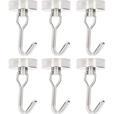 6-teiliges Set magnetischer Schwenkhaken, kein Bohren erforderlich, dekorativ, formschön, um 180° drehbar, Tragkraft 0–15 kg, Farbe: Nickel (1/5)