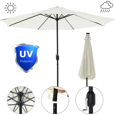 Sonnenschirm Kurbelschirm Marktschirm Beige Ø3m Beleuchtung Strandschirm Gartenschirm Ampelschirm Sonnenschutz Balkonschirm UV-Schutz (1/5)