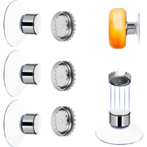 Porte Savon Magnétique - Inox - Lot de 3 - Ventouse Puissante - Installation sans Perçage (1/4)