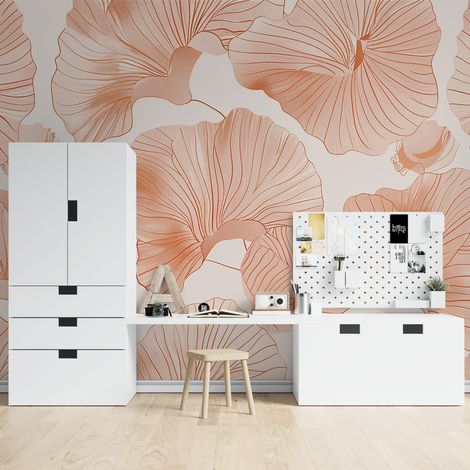 Papier Peint Floral - Fleurs de Lin Élégantes - 150 x 250 cm (1/2)
