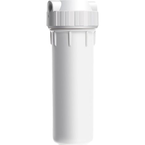 Housing Filtre Eau 10 Pouces - Compatible Système de Filtration Maison 10 x 2,5 Pouces - Bouton de Détente de Pression - Matériau PET Anti-explosion - Blanc - 1 Pièce (1/5)