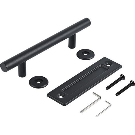 Poignée de porte coulissante noire, 30 cm, style rétro élégant, pour portes d’entrée, portes de garage et armoires – 1 pièce (1/5)
