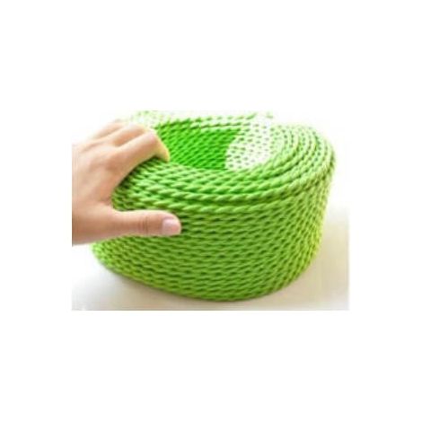 Fil électrique tressé vert pomme vintage look retro en tissu