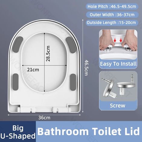 (Abattant de toilettes - A5) Abattant de toilettes pour salle de bain, installation facile, siège ovale allongé, abattant de toilettes à arc élargi, siège de toilettes rond, fermeture silencieuse (bla (1/5)