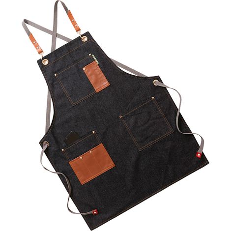 Kochschürze für Damen und Herren, PU-Kochschürze mit mehreren Taschen für Küche und Restaurant, Schwarz (1/5)