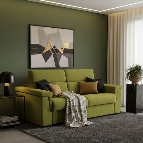Benedetto Schlafsofa 3-Sitzer, abziehbar, mit Stauraum, Made in Italy, waschbar, 225x95 cm grün (1/5)