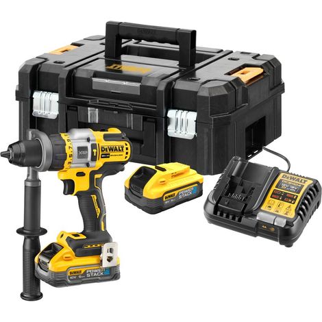 DeWalt DCD999H2T 18V XR ADVANTAGE Combi Drill Driver - 2x 5.0 PowerStack Batteries, Charger &amp Tstak II Case (1/4)
