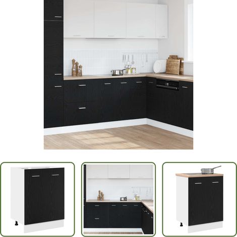 Rangement cuisine - Meuble Bas Chêne Noir 60x46x81,5 cm Bois Contreplaqué (1/5)