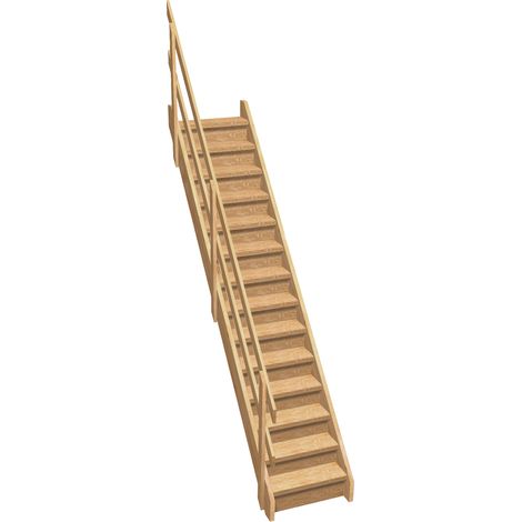 NORMANDIE - Escalier bois droit avec rampe 2 lisses et contremarches
