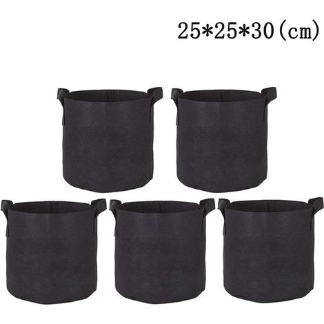 Lot de 5 sacs de plantation en feutre, jolis sacs de plantation pour le jardinage, écologiques et portables. Sacs de culture absorbants et respirants. (1/5)