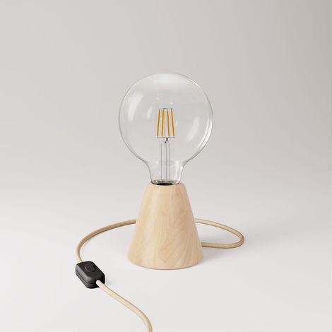 Lampe de table avec base en aulne et ampoule transparente (1/5)