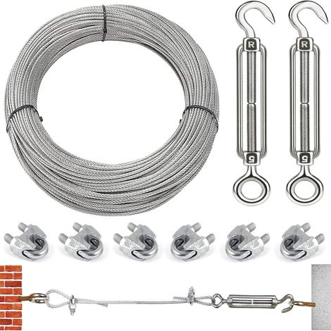 3mm Stainless Steel Wire Rope for Stake Hanging Lamp Rope Wire Rope with Turnbuckles M5 (5m) (1/5)
