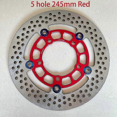 Disques de frein flottants universels en alliage d'aluminium pour moto, diamètre extérieur 200 mm/220 mm/245 mm/260 mm, plaquettes de frein à refroidissement rapide (rouge 245 mm) (1/5)