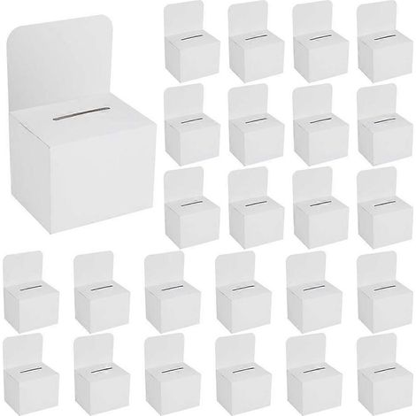 24 boîtes à suggestions, une urne de tombola avec fentes pour pièces, une boîte à dons pour la collecte de fonds et une urne de vote commerciale avec fentes pour pièces. (1/5)