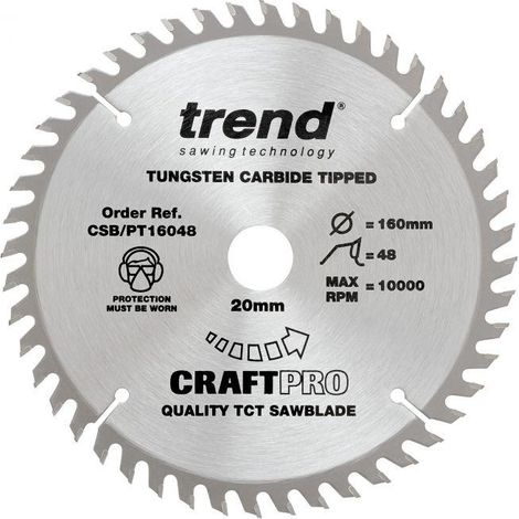 Trend CSB/PT16048 CraftPro 160mm x 20mm x 48 Tooth Fine Finish For Plunge Saws (1/5)